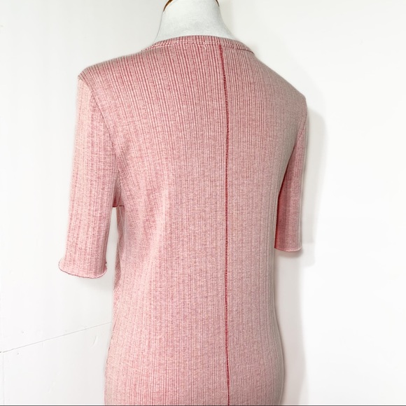 SOLD-Rag & Bone Two Tone Pink Ribbed Midi Dress - Picture 7 of 16